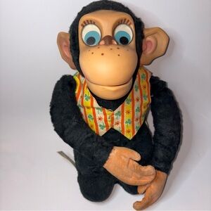 Vintage Mattel Chester O’Chimp Pull String Talking Monkey Plush Doll WORKS Vest